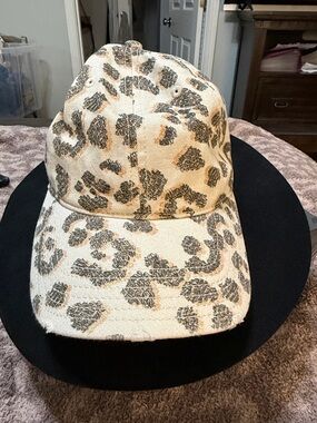 aerie Leopard Print Baseball Cap in Cream and Black